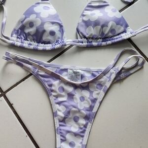 Hoaka Swimwear Ivy Lilac Floral Triangle Bikini Set